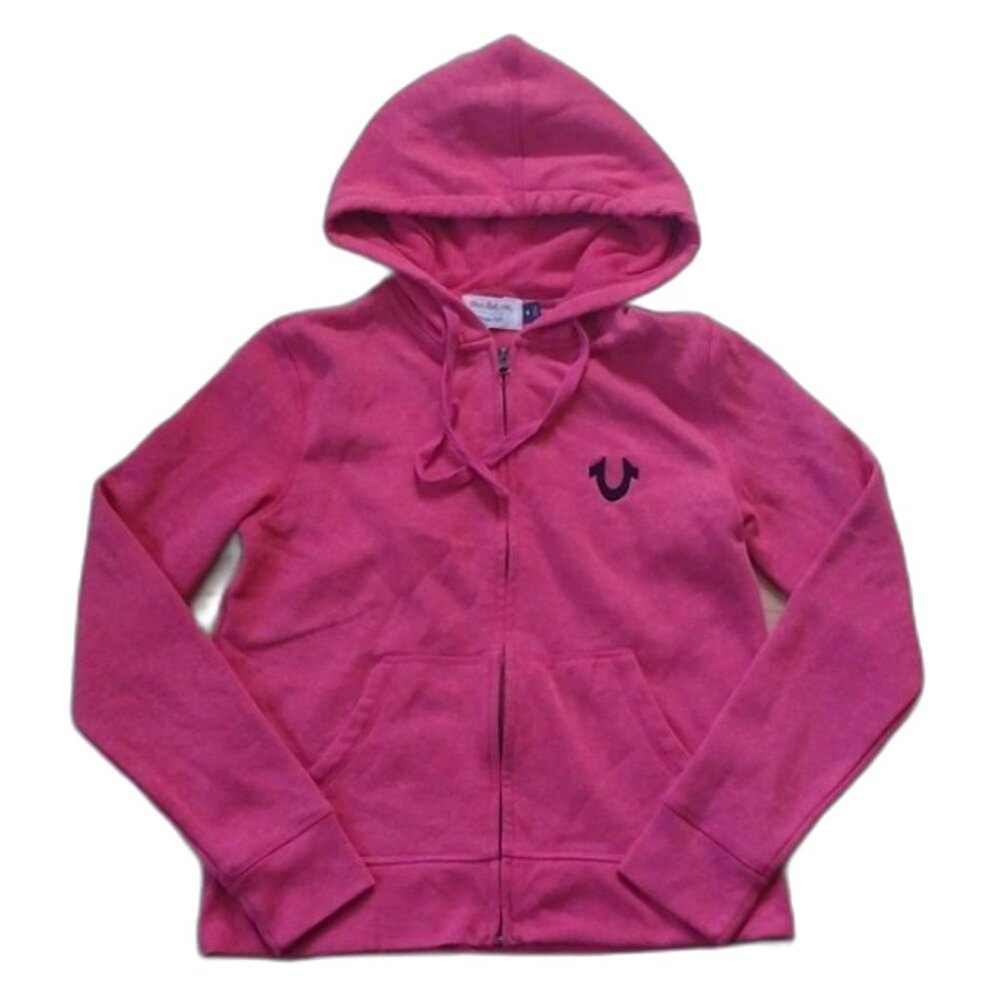 True Religion Full Zip Hot Pink Hoodie Size Medium